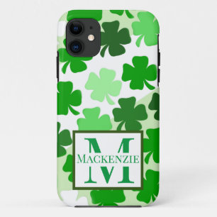 Shamrock Irish Monogram Initial St. Patrick's Day iPhone 11 Case