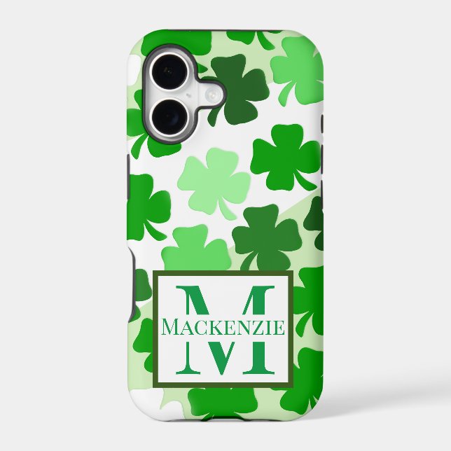 Shamrock Irish Monogram Initial St. Patrick's Day Iphone Case (Back)