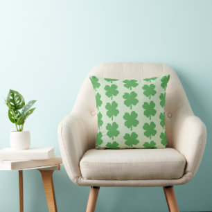 Shamrock Irish Pattern Green Throw Pillow