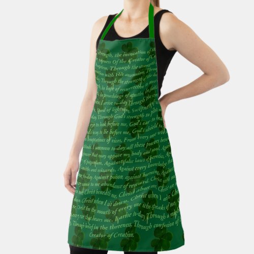 Shamrock Irish Poem St Patrick Typography Green Apron