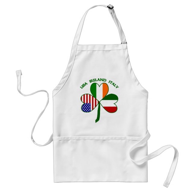 Shamrock Italy USA Irish Adult Apron (Front)
