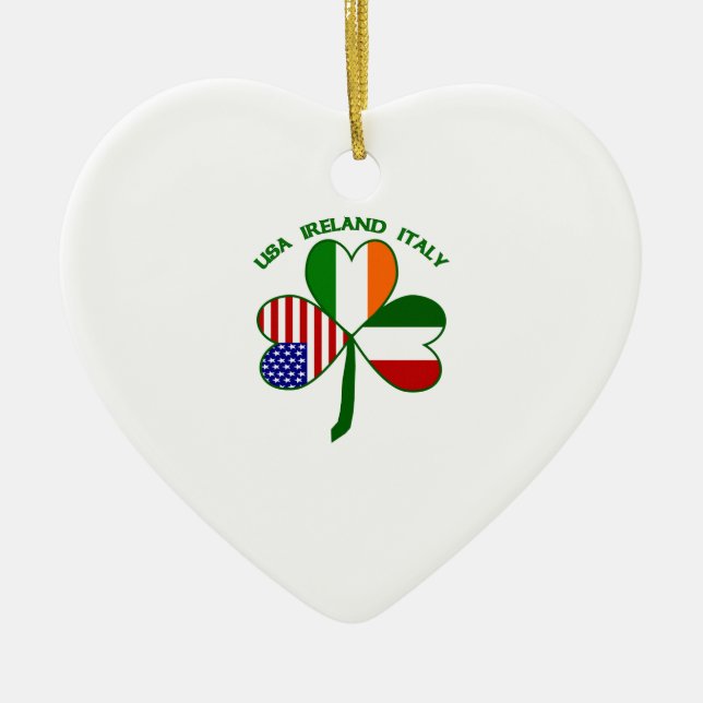 Shamrock Italy USA Irish Ceramic Ornament (Front)