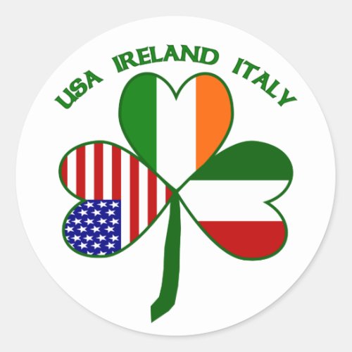 Shamrock Italy USA Irish Classic Round Sticker