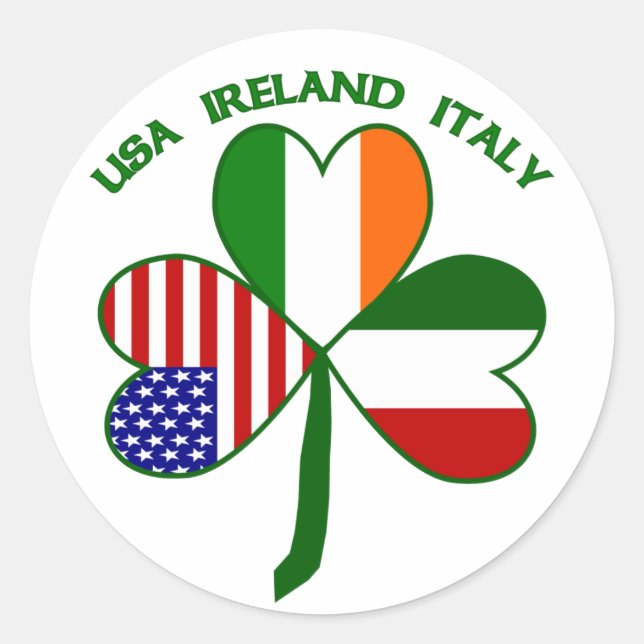 Shamrock Italy USA Irish Classic Round Sticker (Front)