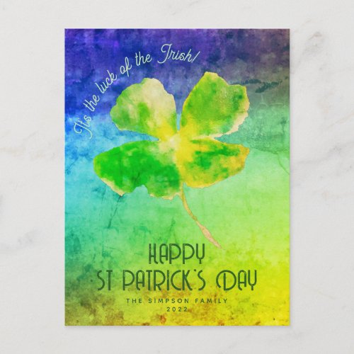 Shamrock Its Luck of the Irish st Patricks Day Postcard