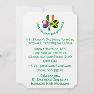 Shamrock Jamaican Ireland USA Personalize Text Invitation