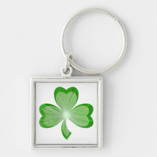 Shamrock keychain square white
