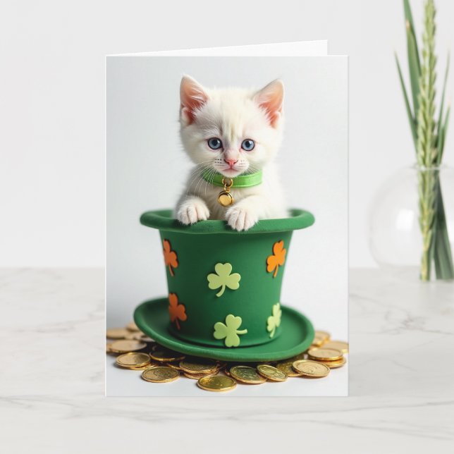 Shamrock Kitten Portrait Card (Front)
