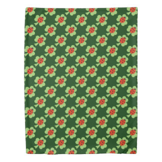 Shamrock Ladybugs Polka dots pattern Reversible Duvet Cover