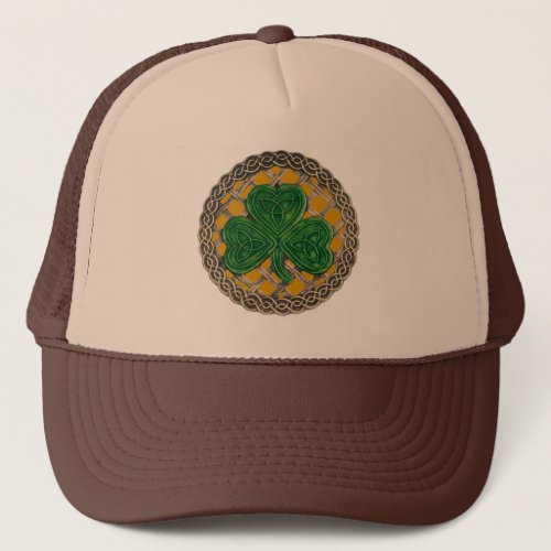 Shamrock Lattice And Celtic Knots On Gold Hat