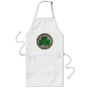 Shamrock, Lattice And Celtic Knots On Gray Apron