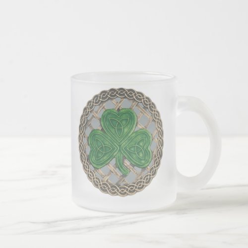 Shamrock Lattice And Celtic Knots On Gray Mug