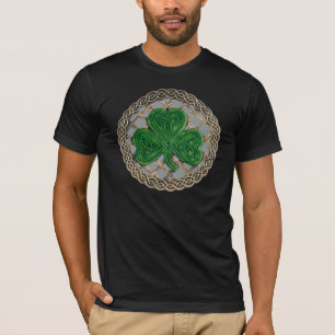 Shamrock, Lattice And Celtic Knots On Gray Shirt