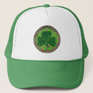 Shamrock, Lattice And Celtic Knots On Green Hat