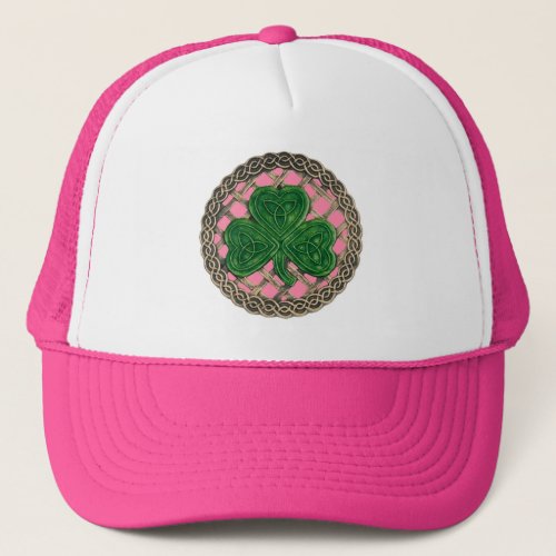 Shamrock Lattice And Celtic Knots On Pink Hat