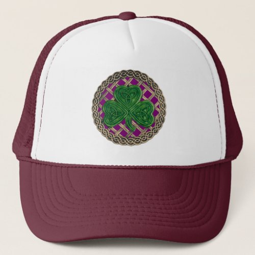 Shamrock Lattice And Celtic Knots On Purple Hat
