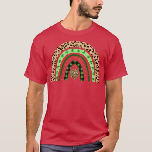 Shamrock Leopard Rainbow St Patricks Day T_Shirt