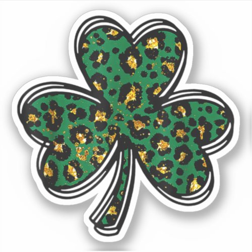 Shamrock Leopard St Patricks Day Lucky Clover Sticker