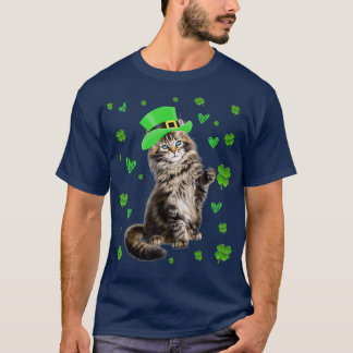 Shamrock Leprechaun Cat St Patricks Day Irish T-Shirt