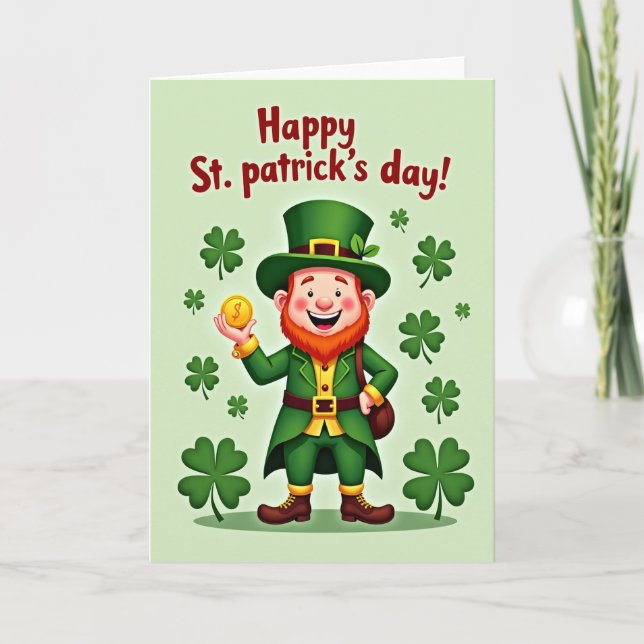 Shamrock Leprechaun Celebration Card (Front)
