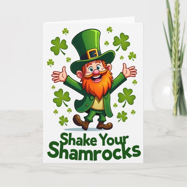 Shamrock Leprechaun Fun Card (Front)