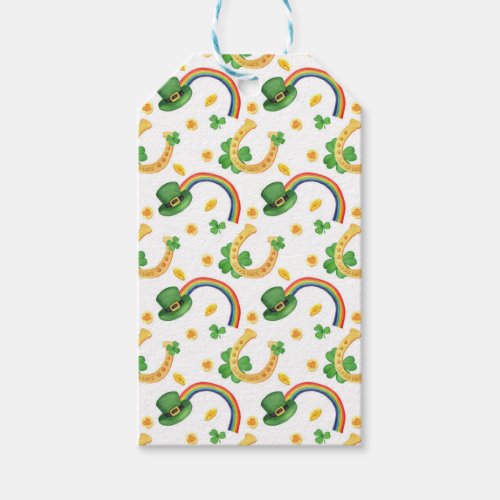 Shamrock  Leprechaun Hat With Rainbow Pattern Gift Tags