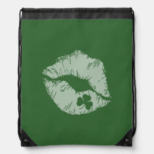 Shamrock Lips - Kiss Me I'm Irish Draw String Bag