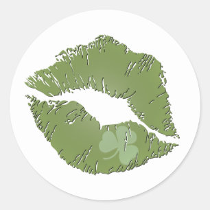 Shamrock Lips - Kiss Me I'm Irish Stickers