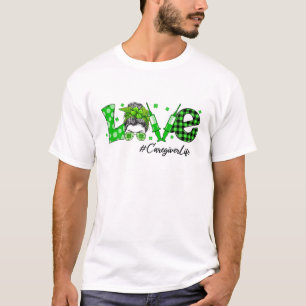 Shamrock Love Caregiver Life St Patricks Day Messy T-Shirt