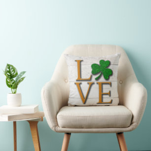Shamrock Love St. Patrick's Day Throw Pillow