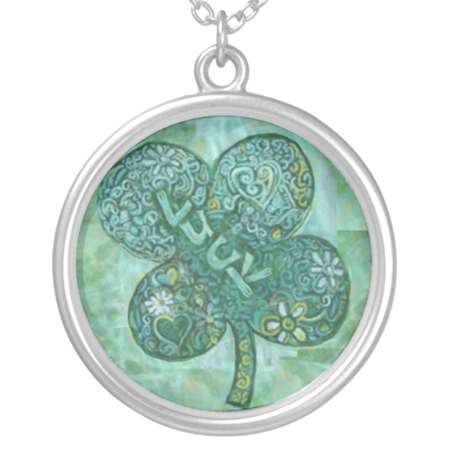 Shamrock Luck Silver Plated Necklace (Front)