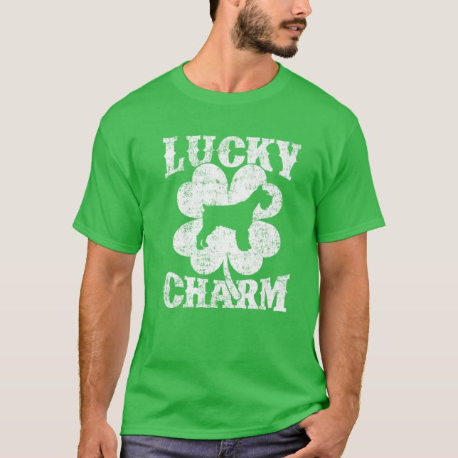 Shamrock Lucky Charm Giant Schnauzer Dog St Patric T-Shirt (Front)