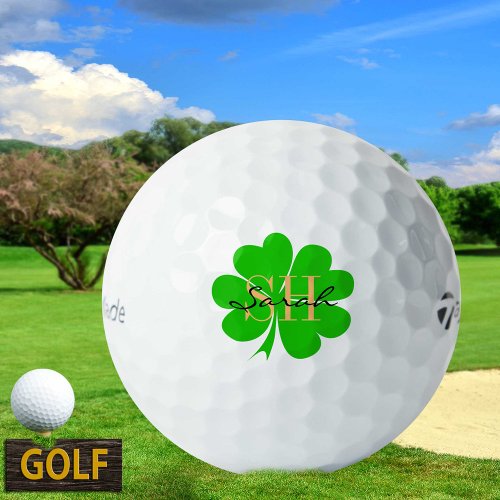 Shamrock  Lucky Clover leaf monogrammed  Irish Golf Balls