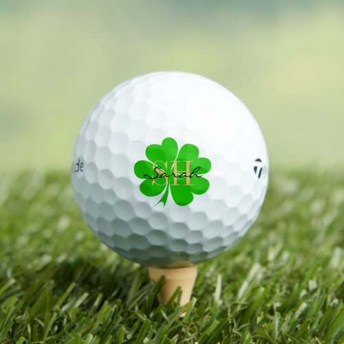 Shamrock  Lucky Clover leaf monogrammed  Irish Golf Balls