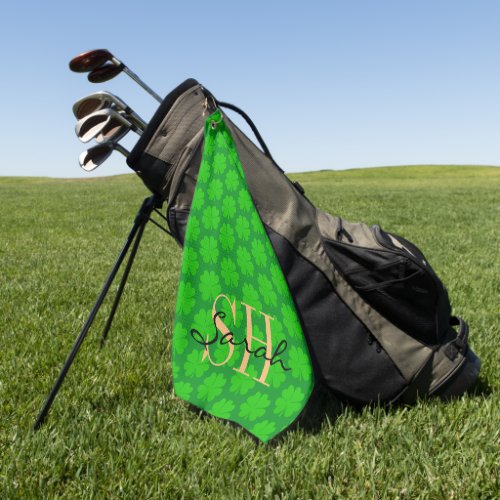 Shamrock  Lucky Clover leaf monogrammed  irish  Golf Towel