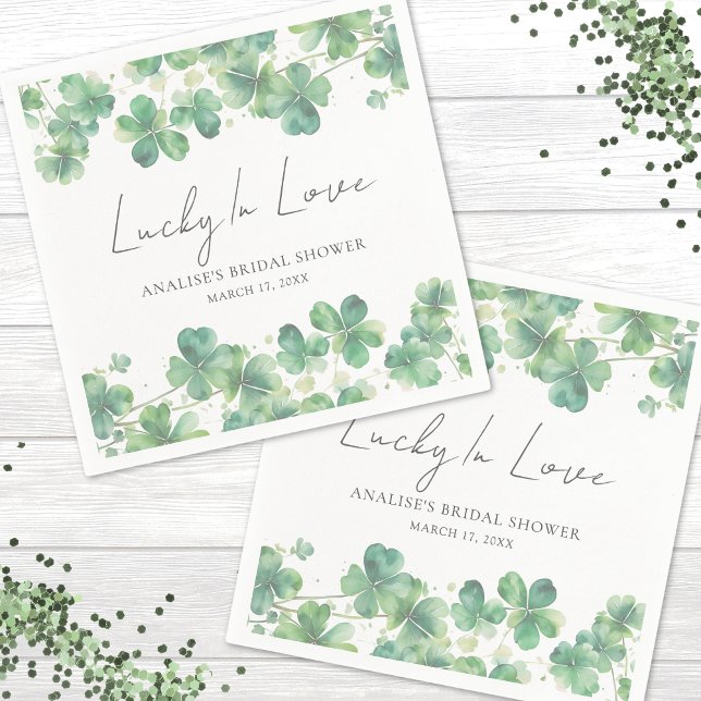 Shamrock Lucky In Love Bridal Shower Napkins (Shamrock Lucky In Love Bridal Shower Napkins )