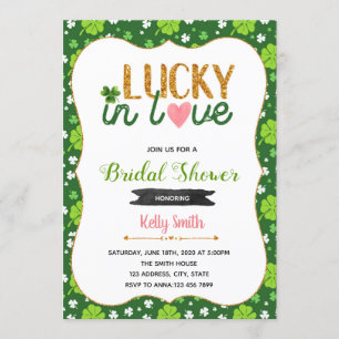 Shamrock lucky in love shower party invitation