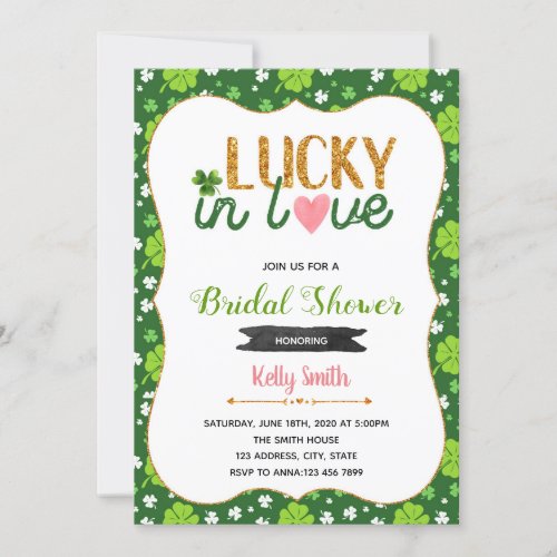 Shamrock lucky in love shower party invitation