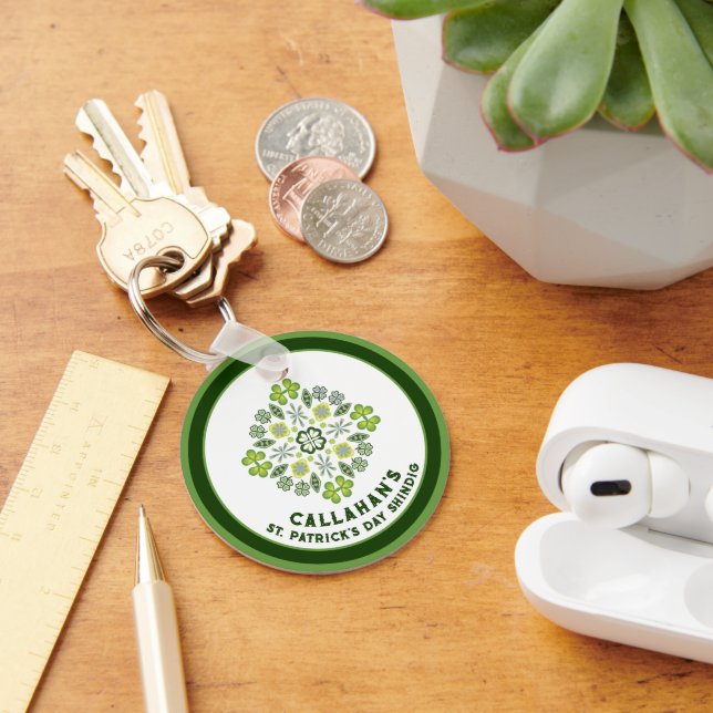 Shamrock Mandala St. Patrick's Day Party Keychain (Desk)