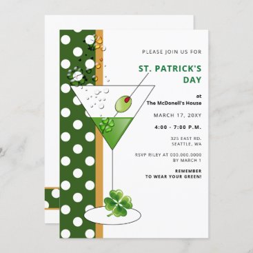 Shamrock martini St Patricks Day party Invitation