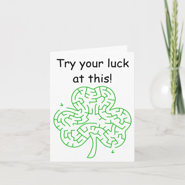 Shamrock Maze Card for Kids St Patrick's Day (Front)