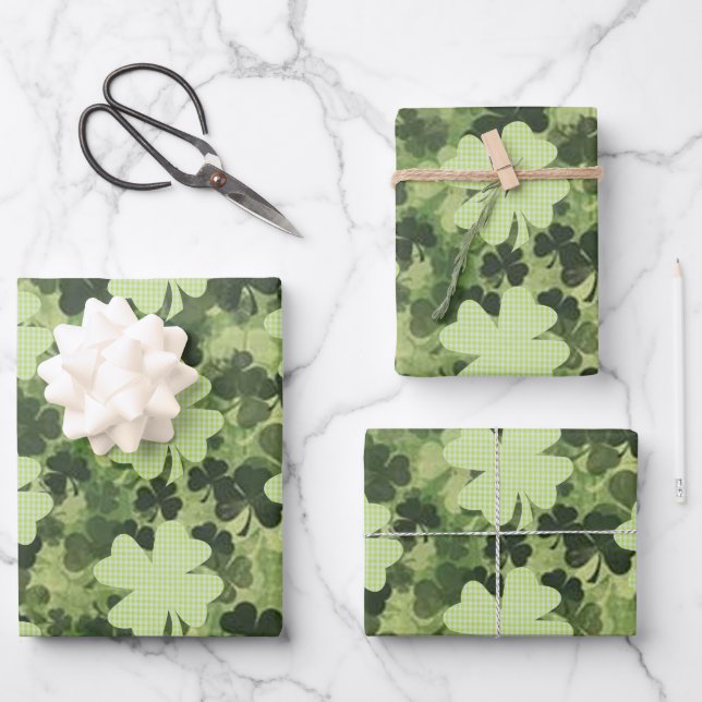 Shamrock Meadow 3 Wrapping Paper Sheets (Front)