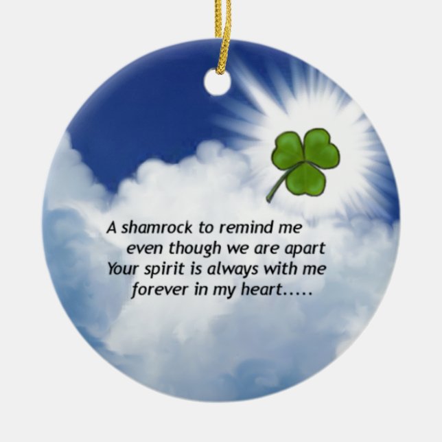 Shamrock Memorial Ceramic Ornament (Front)