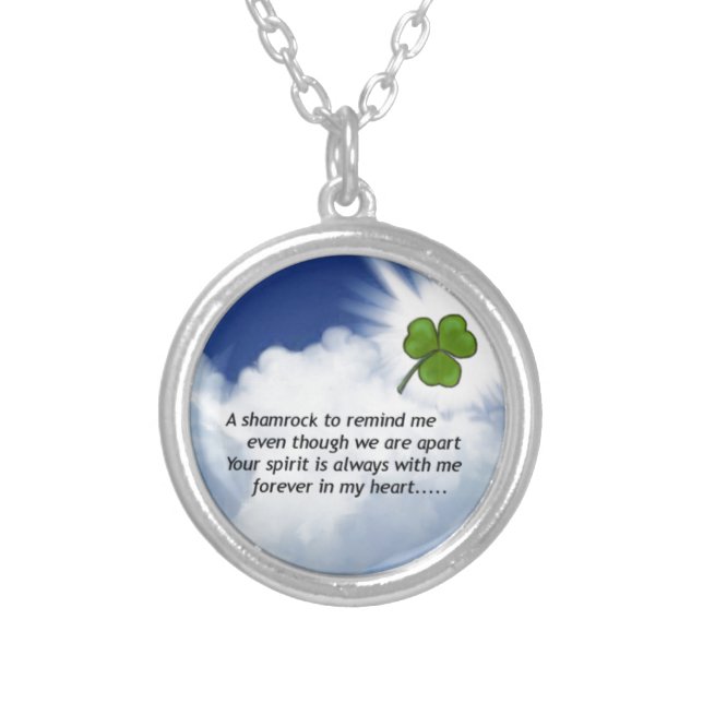 Shamrock Memorial Silver Plated Necklace (Front)