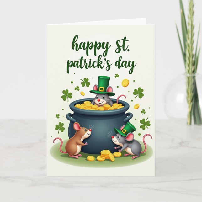 Shamrock Mice Gold Coins Card (Front)