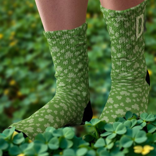 Shamrock Monogrammed Green Clover Lucky Socks