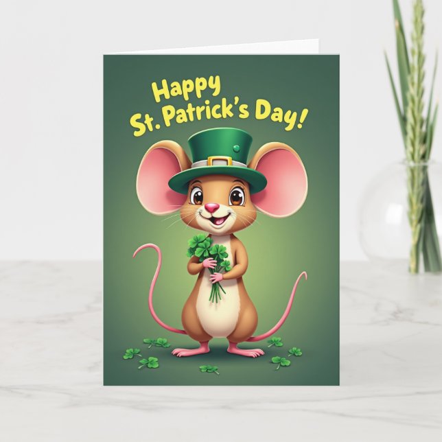 Shamrock Mouse Happy Day Card (Front)