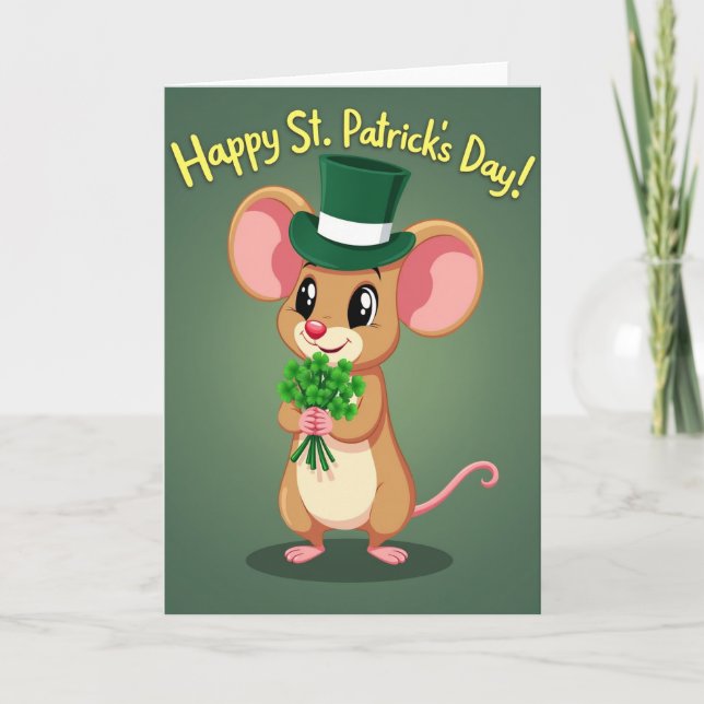Shamrock Mouse St Patricks Day Card (Front)