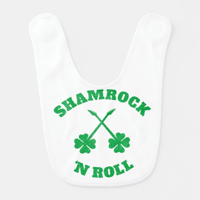 Shamrock 'n Roll Grunge Baby Bib (Front)
