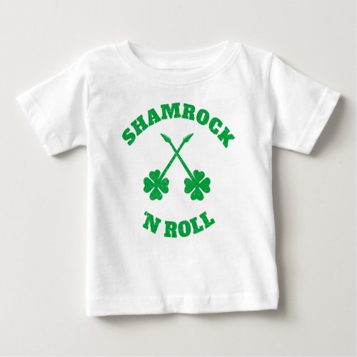 Shamrock n Roll Grunge Baby T_Shirt